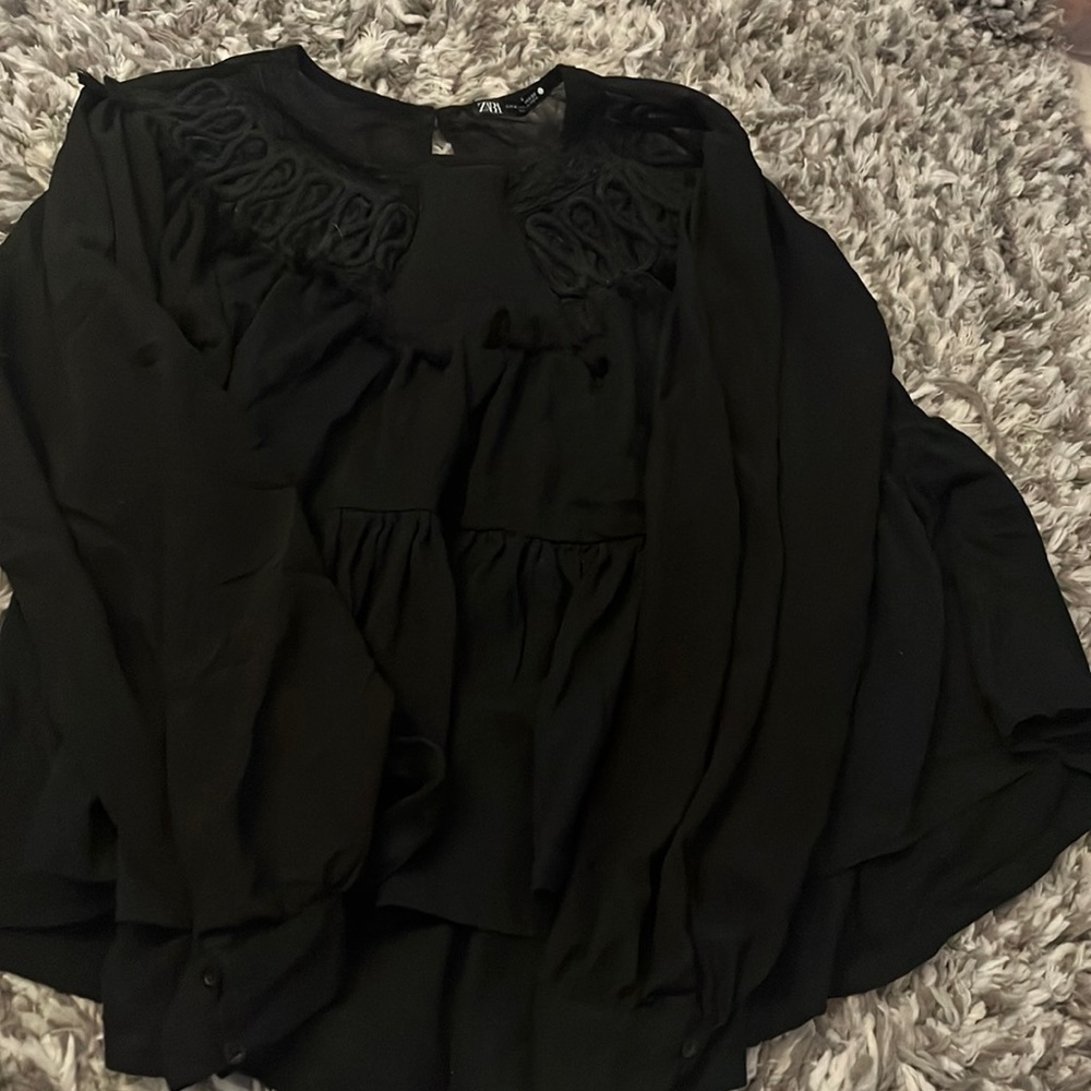 Zara black babydoll top